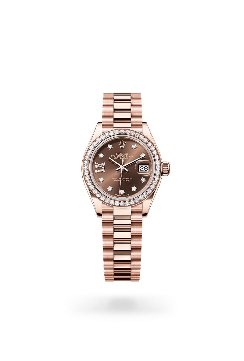 Rolex Lady-Datejust Oyster, 28 mm, Everose gold and diamonds