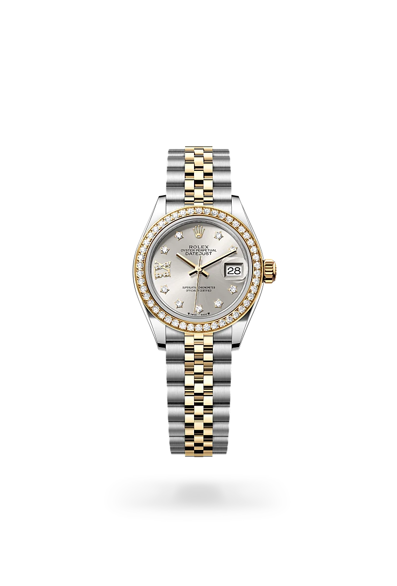 Rolex Lady-Datejust Oyster, 28 mm, Oystersteel, yellow gold and diamonds
