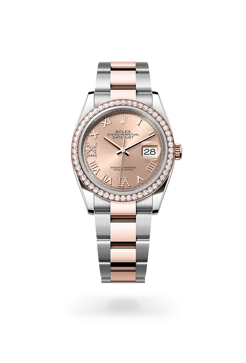 Rolex Datejust 36 Oyster, 36 mm, Oystersteel, Everose gold and diamonds