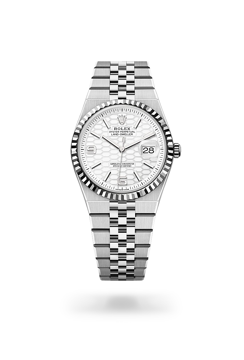Rolex Land-Dweller 36 Oyster, 36 mm, Oystersteel and white gold