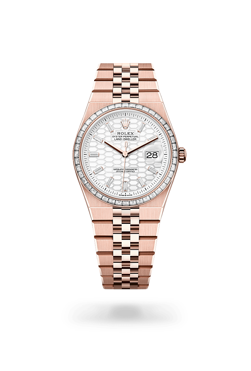 Rolex Land-Dweller 36 Oyster, 36 mm, Everose gold and diamonds