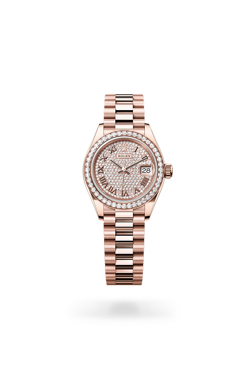 Rolex Lady-Datejust Oyster, 28 mm, Everose gold and diamonds